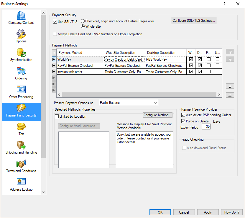 Sellerdeck SSL Settings