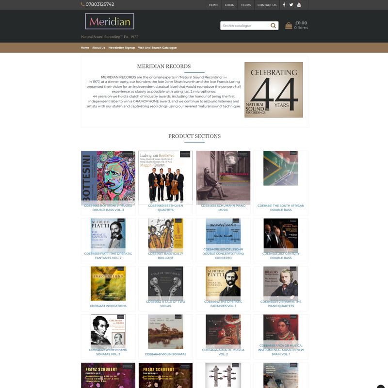 Website by Graphicz for Meridian Records